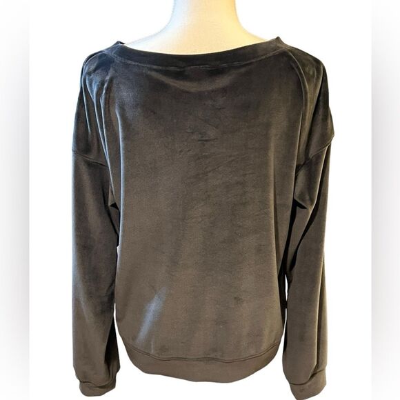 Zella Dani Charcoal Grey Velour Sweatshirt Plush Cozy MEDIUM Loungwear Leisure - Picture 4 of 8